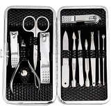 ZIZZON Manicure, Pedicure Kit, Nail Clippers Set of 12Pcs, Professional Grooming Kit, Nail Tools with Luxurious Travel Case