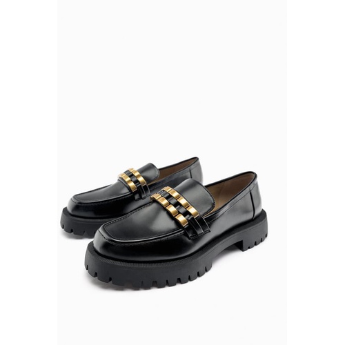 자라 Zara EMBELLISHED LUG SOLE LOAFERS