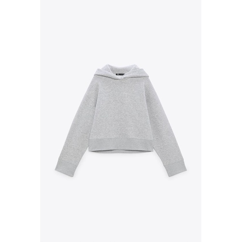 자라 Zara HOODED RIB SWEATSHIRT