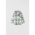 Zara HOODED PLAID OVERSHIRT