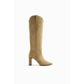 Zara KNEE HIGH SUEDE HIGH HEEL COWBOY BOOTS