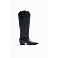 Zara KNEE HIGH EMBROIDERED LEATHER COWBOY BOOTS