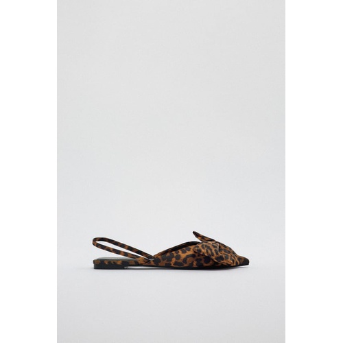 자라 Zara ANIMAL PRINT LOW HEELED SLINGBACKS