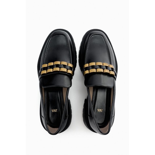 자라 Zara EMBELLISHED LUG SOLE LOAFERS