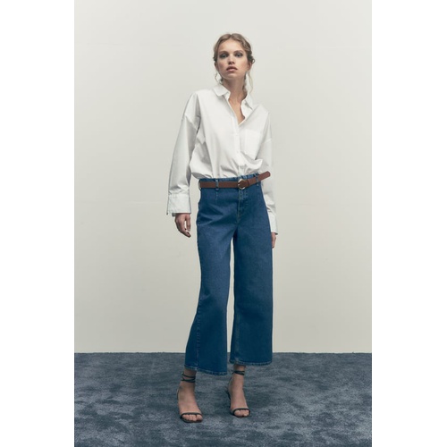 자라 Zara Z1975 WIDE LEG CROPPED JEANS