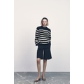 Zara BUTTONED SLEEVE STRIPED KNIT SWEATER