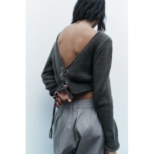 자라 Zara OPEN BACK KNIT CROP SWEATER