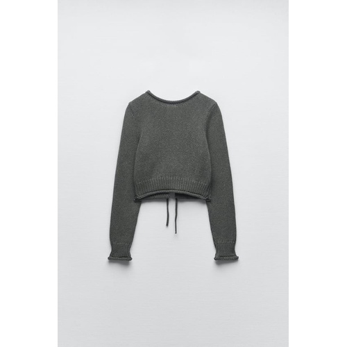 자라 Zara OPEN BACK KNIT CROP SWEATER