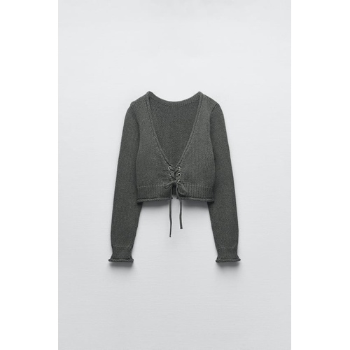 자라 Zara OPEN BACK KNIT CROP SWEATER