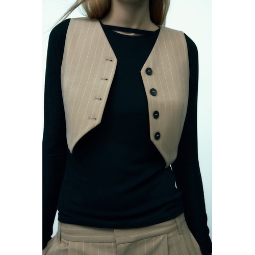 자라 Zara PINSTRIPE CROP VEST