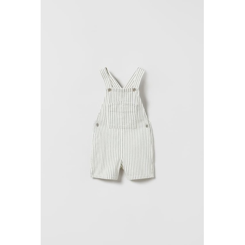 자라 Zara STRIPED DENIM OVERALLS