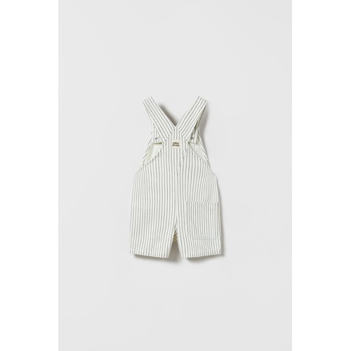 자라 Zara STRIPED DENIM OVERALLS