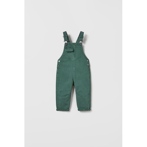 자라 Zara SOLID COLOR DENIM OVERALLS