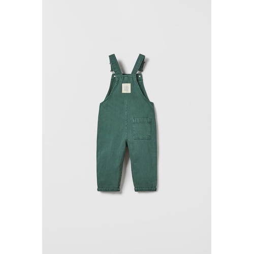 자라 Zara SOLID COLOR DENIM OVERALLS