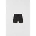 Zara EMBROIDERED DENIM CARGO SHORTS