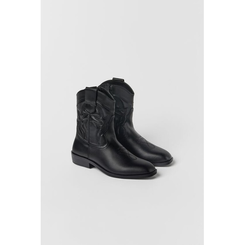 자라 Zara KIDS/ LEATHER COWBOY ANKLE BOOTS