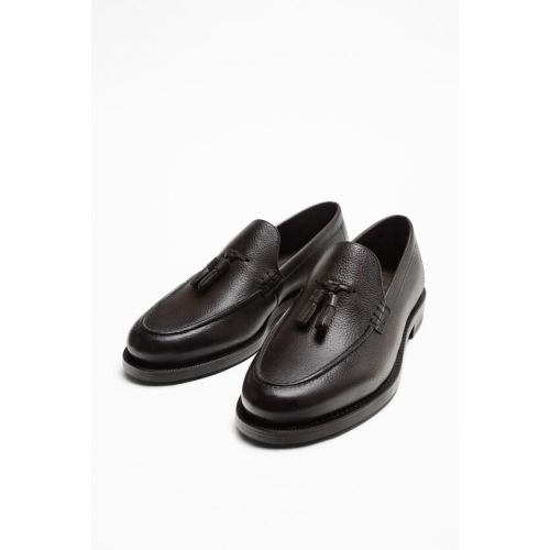 자라 Zara TASSELED LEATHER LOAFERS