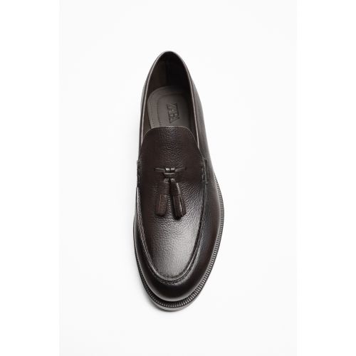 자라 Zara TASSELED LEATHER LOAFERS