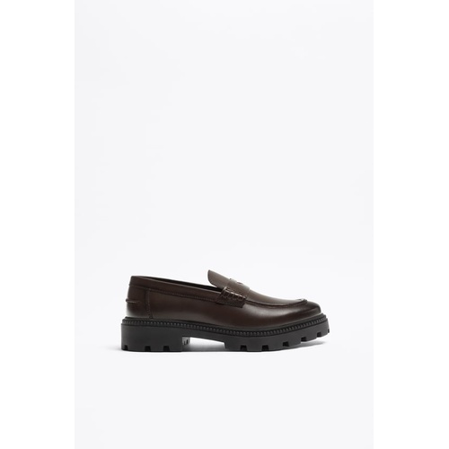 자라 Zara THICK SOLE LEATHER LOAFERS