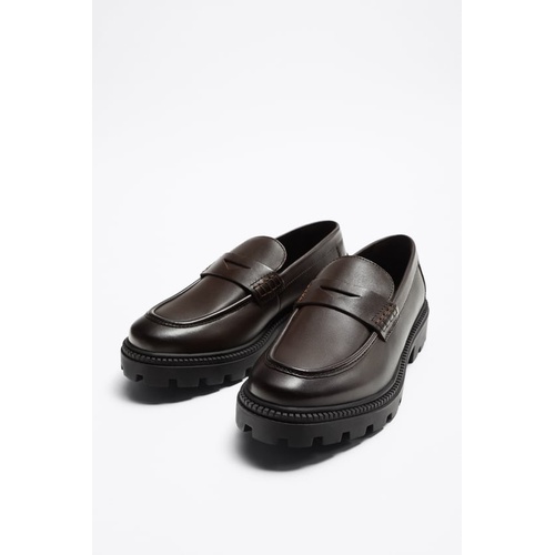 자라 Zara THICK SOLE LEATHER LOAFERS