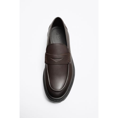 자라 Zara THICK SOLE LEATHER LOAFERS