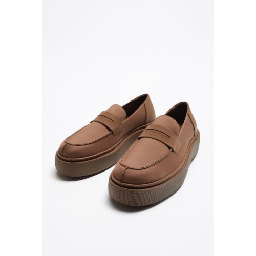 자라 Zara FABRIC PLATFORM LOAFERS