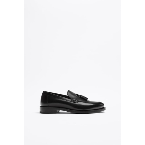 자라 Zara TASSELED LEATHER LOAFERS