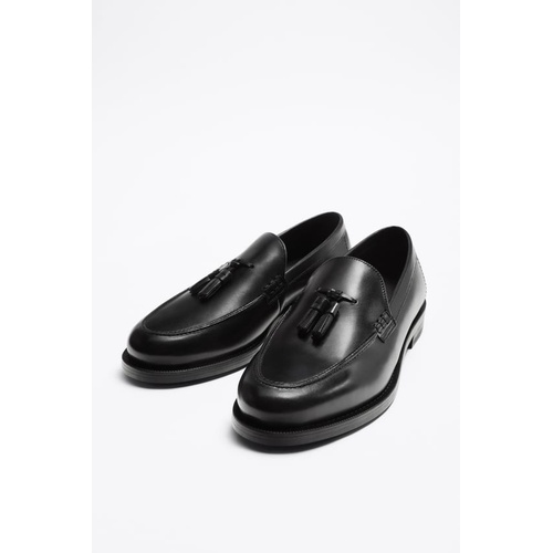 자라 Zara TASSELED LEATHER LOAFERS