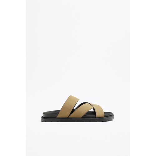 자라 Zara TWO STRAP SUEDE SANDALS