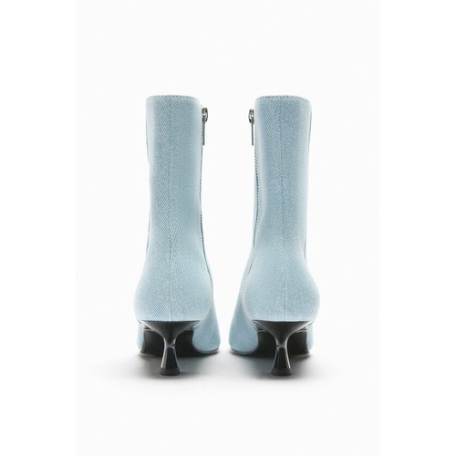 자라 Zara DENIM KITTEN HEEL ANKLE BOOTS