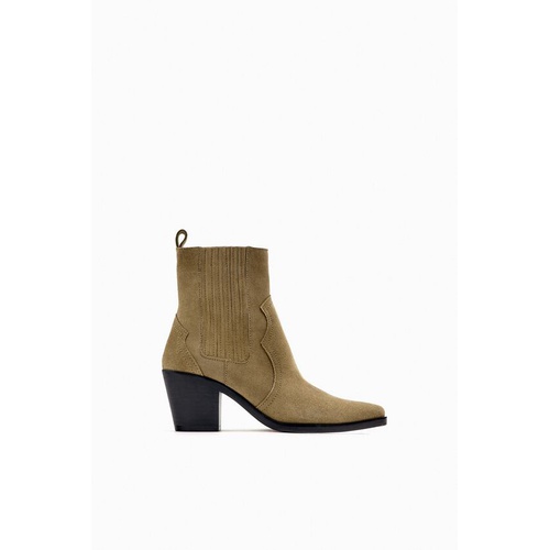 자라 Zara COWBOY SUEDE ANKLE BOOTS