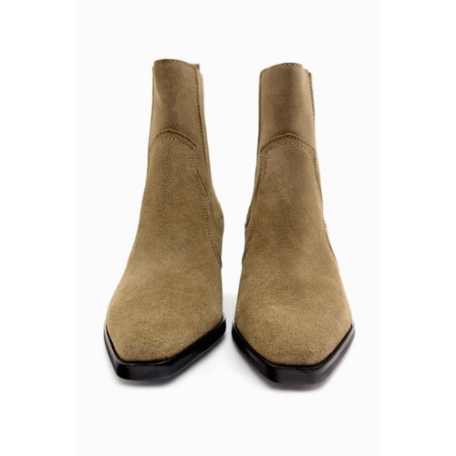 자라 Zara COWBOY SUEDE ANKLE BOOTS