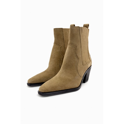 자라 Zara COWBOY SUEDE ANKLE BOOTS