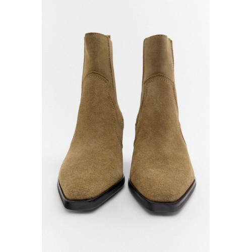 자라 Zara COWBOY SUEDE ANKLE BOOTS