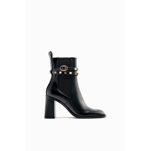 자라 Zara PEARL BLOCK HEEL ANKLE BOOTS