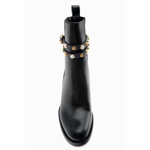 자라 Zara PEARL BLOCK HEEL ANKLE BOOTS