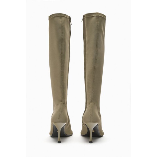 자라 Zara OPEN TOE HEELED NEOPRENE BOOTS