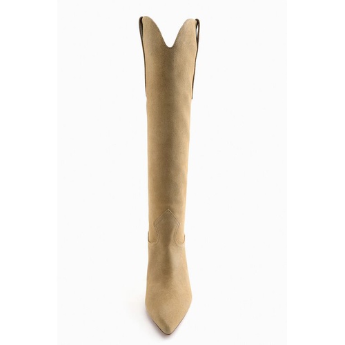 자라 Zara KNEE HIGH SUEDE HIGH HEEL COWBOY BOOTS