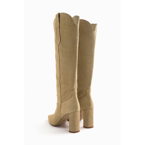 자라 Zara KNEE HIGH SUEDE HIGH HEEL COWBOY BOOTS