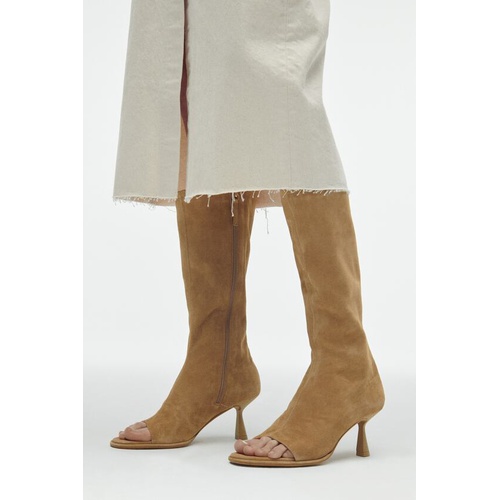 자라 Zara SUEDE HEELED OPEN ANKLE BOOTS