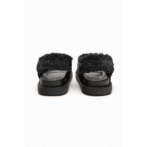 자라 Zara RHINESTONE FLAT FABRIC SANDALS