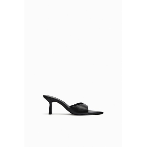 자라 Zara HEELED LEATHER SLIDES