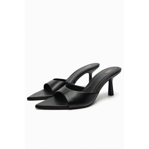 자라 Zara HEELED LEATHER SLIDES