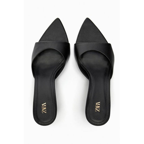 자라 Zara HEELED LEATHER SLIDES