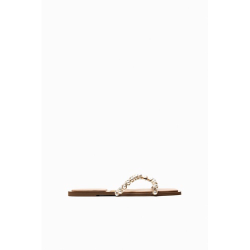 자라 Zara VINYL PEARL SLIDE SANDALS