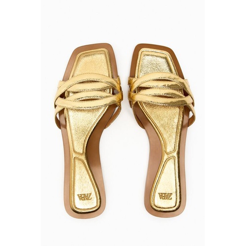 자라 Zara FLAT METALLIC SANDALS