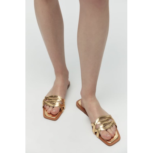 자라 Zara FLAT METALLIC SANDALS