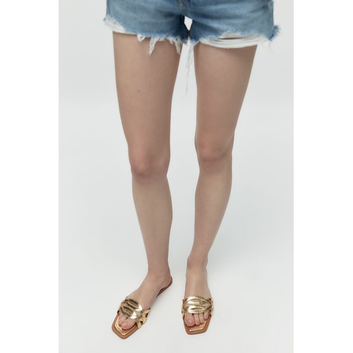 자라 Zara FLAT METALLIC SANDALS