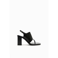 Zara BLOCK HEEL LEATHER SANDALS