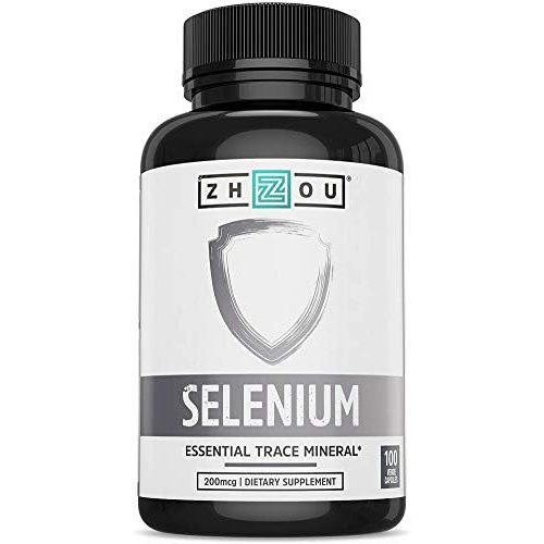  Zhou Nutrition Zhou Selenium 200mcg for Thyroid, Prostate and Heart Health Essential Trace Mineral with Superior Absorption No Yeast 100 Veg Caps